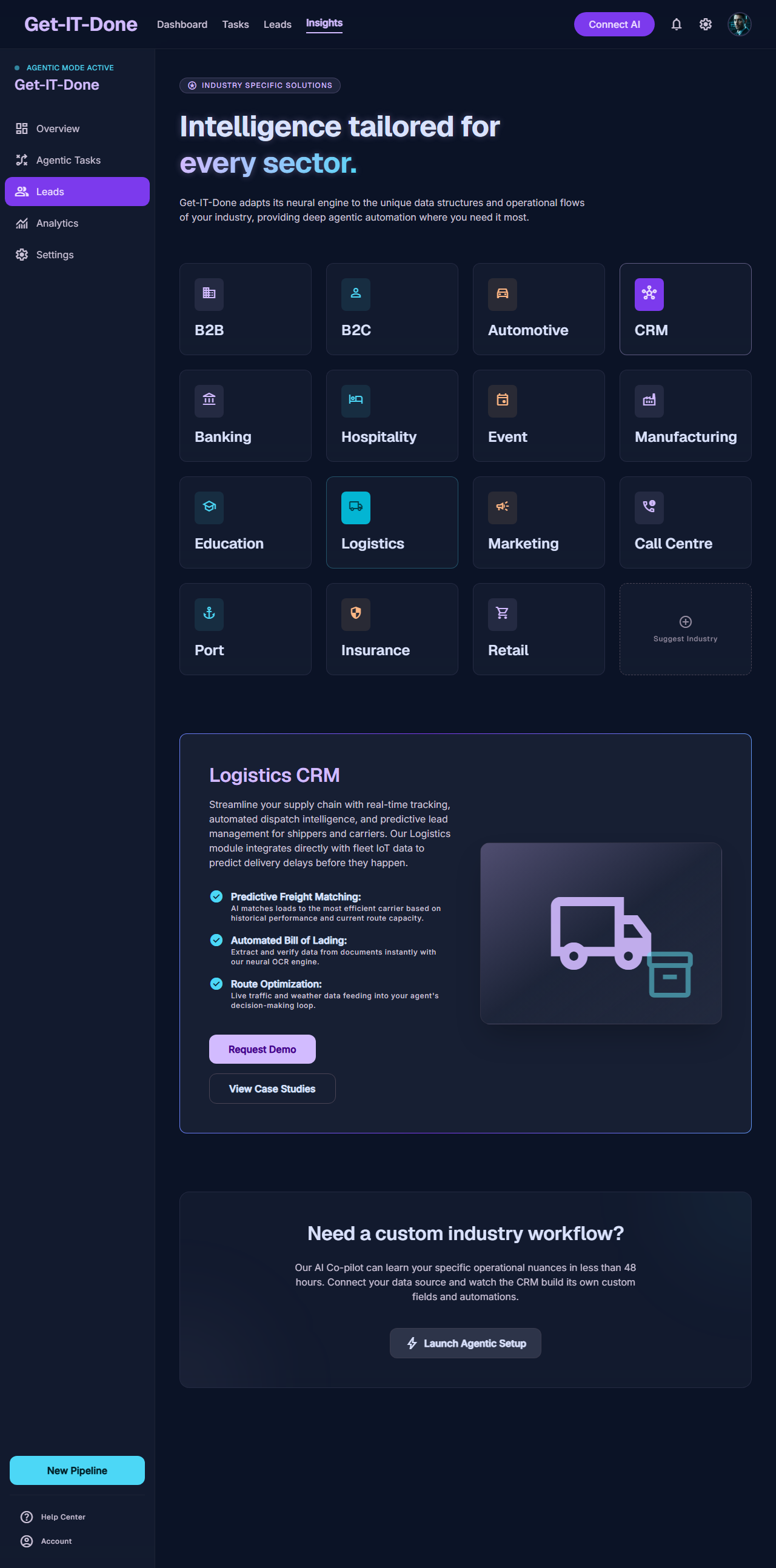 Intelligence tailored for every sector screen preview